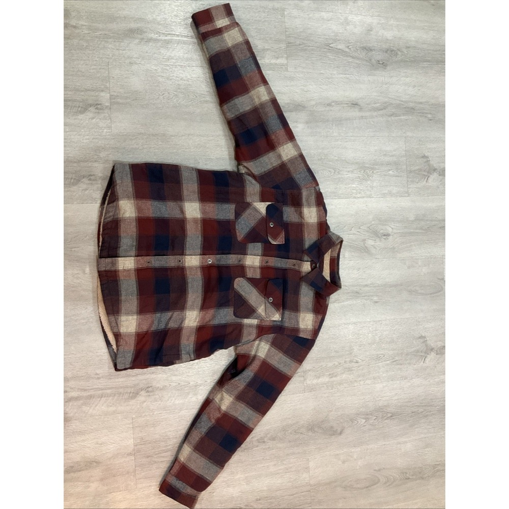 Grizzly Mountain Men's Flannel Shirt Jacket Sherpa Lining  XXL Plaid Maroon